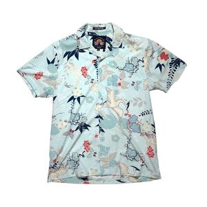 Drill Clothing Co. Good Vibes Hawaiian Shirt Mens Large Japanese Crane Print